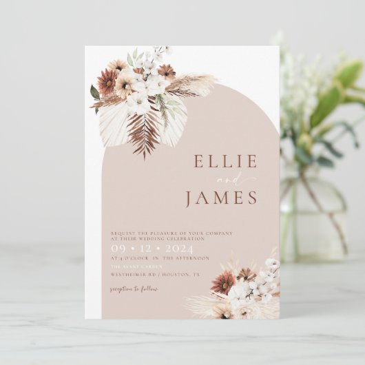 Boho Modern Arch Wedding-uitnodiging Kaart (Staand voorkant)