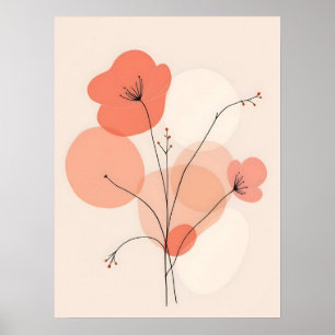 Boho Modern Art. Abstracte koraalbloemen. Poster