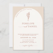 Boho Modern Beige Terracotta Script Trouwboog Kaart (Voorkant)