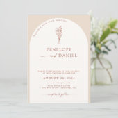 Boho Modern Beige Terracotta Script Wedding Arch Kaart (Staand voorkant)