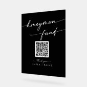 Boho Modern Black Wedding Honeymoon Fund Acryl Bord (Hoek)