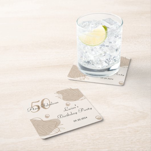 Boho modern blad alle leeftijden verjaardag kartonnen onderzetters (Insitu)