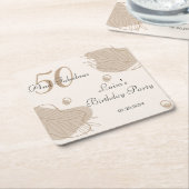 Boho modern blad alle leeftijden verjaardag kartonnen onderzetters (Schuin)