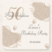 Boho modern blad alle leeftijden verjaardag kartonnen onderzetters (Voorkant)