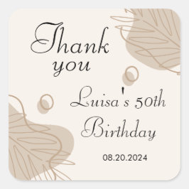 Boho modern blad alle leeftijden verjaardag vierkante sticker