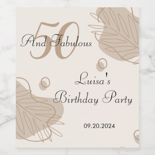 Boho modern blad alle leeftijden verjaardag wijn etiket (Enkel label)