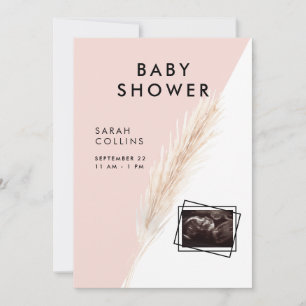 Boho Modern Blush Ultrasound Baby shower Kaart