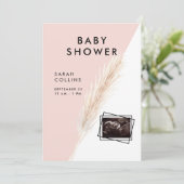 Boho Modern Blush Ultrasound Baby shower Kaart (Staand voorkant)