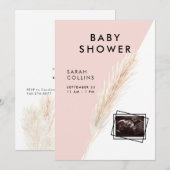Boho Modern Blush Ultrasound Baby shower Kaart (Voorkant / Achterkant)
