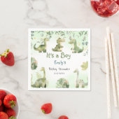 Boho Modern Boho Waterverf Dinosaur Groene Jongen Servet (Insitu)