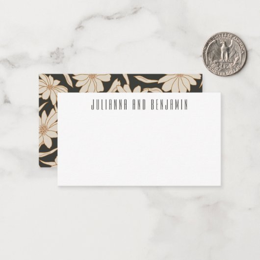 Boho Modern Botanical Black Cadeaubehuizing Notitiekaartje (Voorkant / Achterkant in situ)