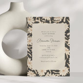 Boho Modern Botanical Black en Ivory Baby shower Kaart