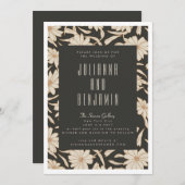 Boho Modern Botanical Black en Ivory Wedding Kaart (Voorkant / Achterkant)