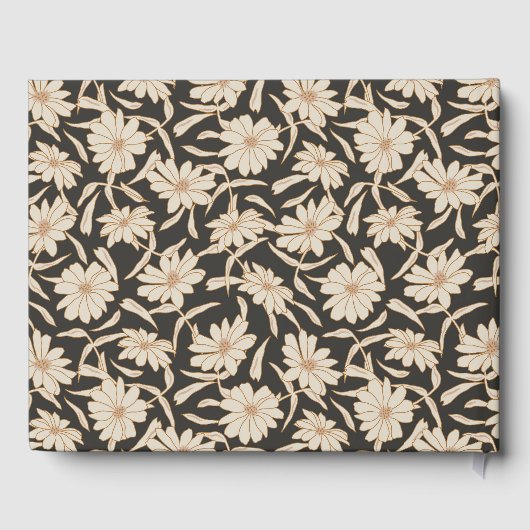 Boho Modern Botanical Black Ivory Custom Wedding Gastenboek (Achterkant)