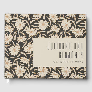 Boho Modern Botanical Black Ivory Custom Wedding Gastenboek