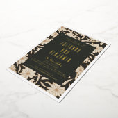 Boho Modern Botanical Black Ivory Wedding Gold Folie Uitnodiging (Gedraaid)