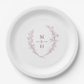 Boho Modern Botanical Monogram Wedding Party Papieren Bordje (Voorkant)