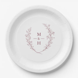 Boho Modern Botanical Monogram Wedding Party Papieren Bordje