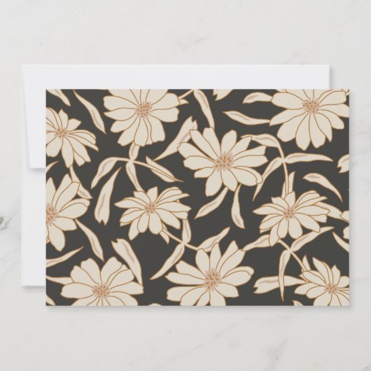 Boho Modern Botanisch Zwart Aangepaste Bruiloft Bedankkaart (Achterkant)