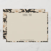 Boho Modern Botanisch Zwart Aangepaste Bruiloft Bedankkaart (Voorkant / Achterkant)