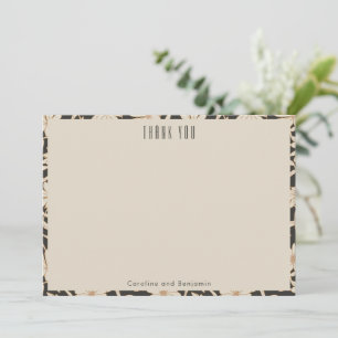 Boho Modern Botanisch Zwart Aangepaste Bruiloft Bedankkaart