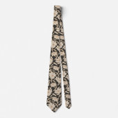 Boho Modern Botanisch Zwart Bruidsjonkers Huwelijk Stropdas (Voorkant)