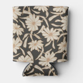 Boho Modern Botanisch Zwart Ivoor Bruiloft Blikjeskoeler (Voorkant)