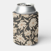 Boho Modern Botanisch Zwart Ivoor Bruiloft Blikjeskoeler (Blikje Achterkant)