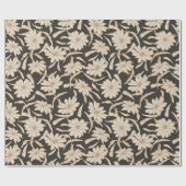 Boho Modern Botanisch Zwart Ivoor Bruiloft Cadeaupapier (Vlak)