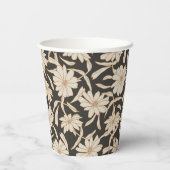 Boho Modern Botanisch Zwart Ivoor Bruiloft Papieren Bekers (Achterkant)