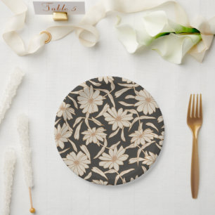 Boho Modern Botanisch Zwart Ivoor Bruiloft Papieren Bordje