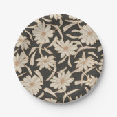 Boho Modern Botanisch Zwart Ivoor Bruiloft Papieren Bordje (Voorkant)