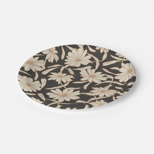 Boho Modern Botanisch Zwart Ivoor Bruiloft Papieren Bordje (Gekanteld)