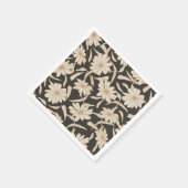 Boho Modern Botanisch Zwart Ivoor Bruiloft Servet (Hoek)