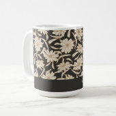 Boho Modern Botanisch Zwart Ivoor Gepersonaliseerd Koffiemok (Voorkant links)