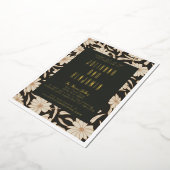 Boho Modern Botanisch Zwart Ivoor Trouw Goud Folie Uitnodiging (Gedraaid)