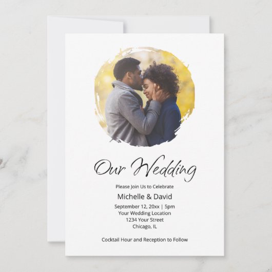 Boho Modern Casual foto minimalistische bruiloft Kaart (Voorkant)