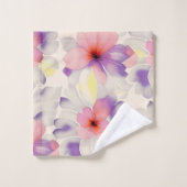 Boho Modern Chic Bloemige Waterverf Bad Handdoek (Wasdoekje)