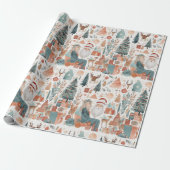 Boho Modern Christmas Holiday Collage Cadeaupapier (Uitgerold)