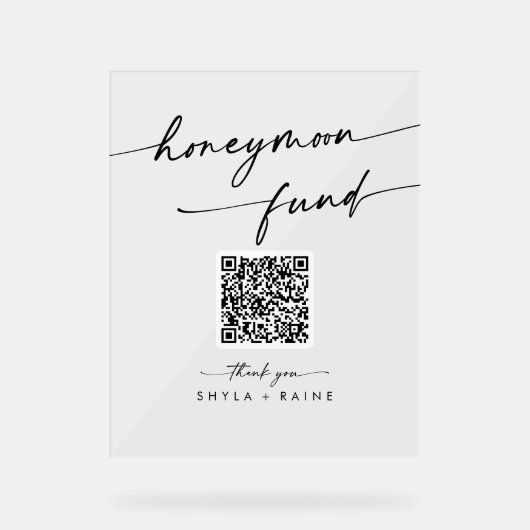 Boho Modern Clear Acryl Huwelijksreis Fonds Acryl Bord (Voorkant)