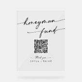 Boho Modern Clear Acryl Huwelijksreis Fonds Bord (Voorkant)