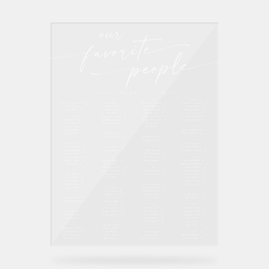 Boho Modern Clear Acryl Trouwstoel Grafiek Acryl Bord (Voorkant)