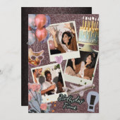 Boho Modern Custom Photo Collage Verjaardag Kaart (Voorkant / Achterkant)