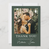 Boho Modern Dark Green Photo Wedding Bedankt Ca (Voorkant)