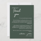 Boho Modern Dark Green Photo Wedding Bedankt Ca (Achterkant)