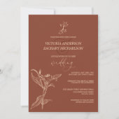 Boho Modern Dark Terracotta Floral Wedding Kaart (Voorkant)