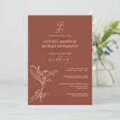 Boho Modern Dark Terracotta Floral Wedding Kaart (Staand voorkant)