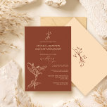 Boho Modern Dark Terracotta Floral Wedding Kaart<br><div class="desc">Deze elegante en moderne trouwuitnodiging is perfect voor de zomer- en lenteseizoenen. Het bevat bloem- en bladlijnkunst met eenvoudige typografie. Het kleurenschema omvat donkerterracotta-bruin en roombeige. Het is een hedendaags, bohemisch, rustisch en eenvoudig, het perfecte ontwerp om indruk te maken op je gasten. ***BELANGRIJKE NOTA VAN HET ONTWERP: Voor om...</div>