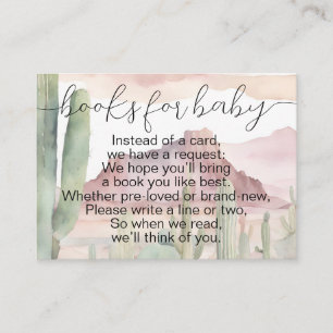 Boho Modern Desert Cactus Boeken voor Baby shower Informatiekaartje