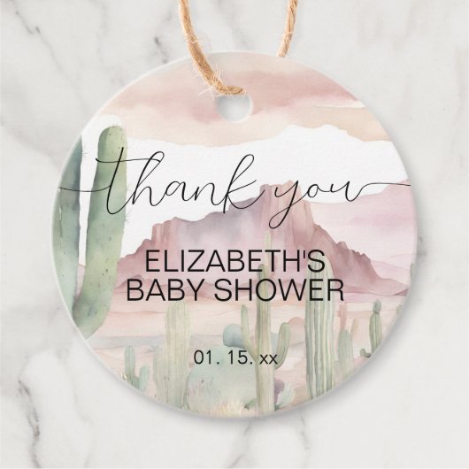 Boho Modern Desert Natuur Cactus Baby shower Bedankjes Labels (Voorkant)